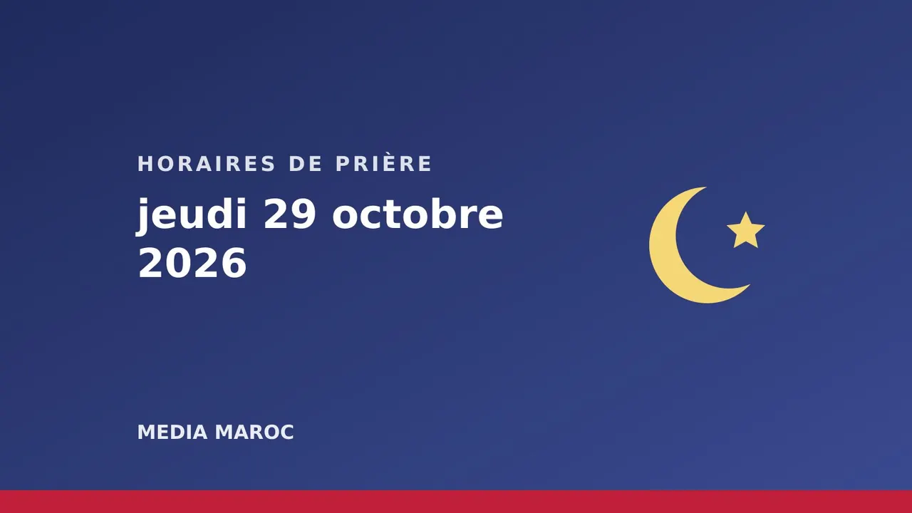Horaires de prière : jeudi 29 octobre 2026